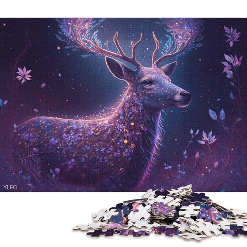 Puzzle Magisches Tier Hirsch 1000 Teile Puzzle Spielzeug Holzpuzzle Geeignet für Kinder ab 12 Jahren Tolles Geschenk für Erwachsene 75x50cm von LiJianXXXB