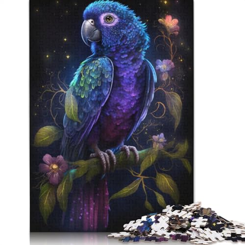 Puzzle Papagei-Blumenuniversum, 1000 Teile, Puzzle für Erwachsene, Papppuzzle für Erwachsene und Kinder ab 12 Jahren, Spielzeug, Denkspiel, Größe: 38 x 26 cm von LiJianXXXB