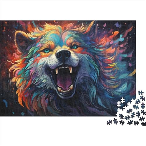 Puzzle Psychedelic Color Dog Puzzle für Erwachsene 1000 Teile Holzpuzzle für Erwachsene und Kinder ab 12 Jahren Lernspiel 50x75cm von LiJianXXXB