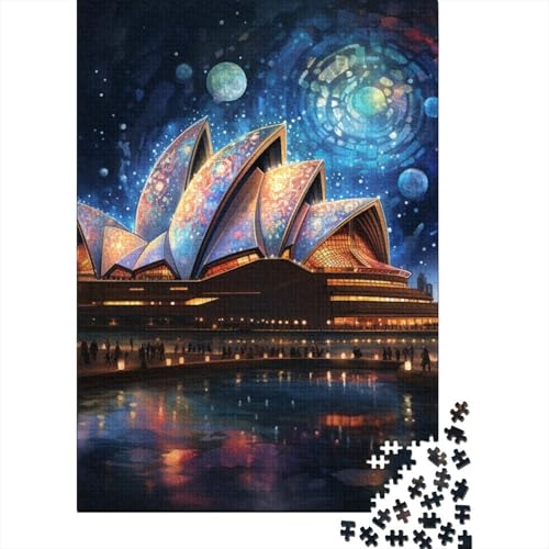 Puzzle Psychedelisches Sydney Opera House, Puzzle 1000 Teile, Holzpuzzle für Erwachsene und Kinder ab 12 Jahren, Lernspiele (Größe 75 x 50 cm) von LiJianXXXB