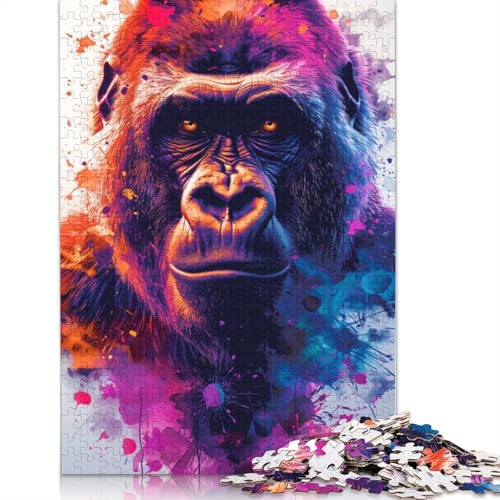 Puzzle Schöner Gorilla, 1000-teiliges Puzzle, Kartonpuzzle für Erwachsene und Kinder ab 12 Jahren, Familienspaß-Puzzle, 38 x 26 cm von LiJianXXXB