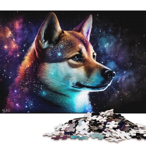 Puzzle Tier Shiba Inu Universum Puzzle 1000 Teile für Erwachsene Holzpuzzle für Erwachsene und Kinder ab 12 Jahren Weihnachtspuzzlegeschenke (Größe 75 * 50 cm) von LiJianXXXB