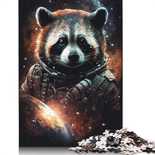 Puzzle Waschbär-Astronaut, 1000 Teile, Puzzle für Erwachsene, Papppuzzle für Erwachsene und Kinder ab 12 Jahren, Spielzeug, Denkspiel, Größe: 38 x 26 cm von LiJianXXXB