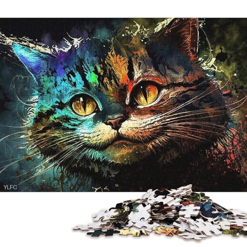 Puzzle für Erwachsene, 1000 Bunte Fantasie-Katzen-Puzzles für Erwachsene, schwierige und herausfordernde Holzpuzzles (Größe 75 * 50 cm) von LiJianXXXB