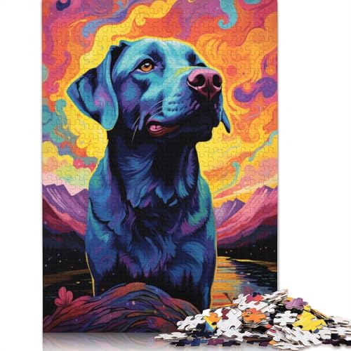 Puzzle für Erwachsene, 1000 Puzzle-Spielzeug, Leuchtend buntes Labrador-Puzzle für Erwachsene, Holzpuzzle, anspruchsvolles Spiel, Größe 75 x 50 cm von LiJianXXXB