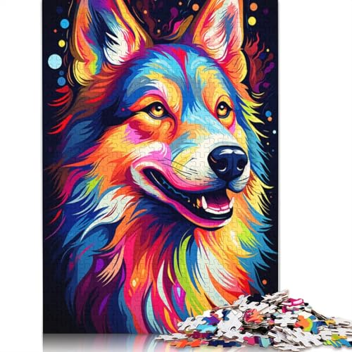 Puzzle für Erwachsene, 1000 Puzzle-Spielzeug, farbenfrohes Fantasie-Puzzle mit deutschem Schäferhund, aus Holz, anspruchsvolles Spiel, Größe 75 x 50 cm von LiJianXXXB