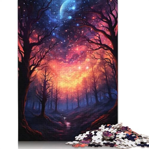 Puzzle für Erwachsene, 1000 Puzzle-Spielzeuge, Wald mit Sternen, Puzzles für Erwachsene und Kinder, Kartonpuzzle, Familienaktivität, 38 x 26 cm von LiJianXXXB