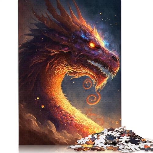 Puzzle für Erwachsene, 1000 Puzzles, Feuerdrache im Himmel, Puzzle für Erwachsene, Karton-Puzzle, Lernspiel, Herausforderungsspielzeug, 38 x 26 cm von LiJianXXXB