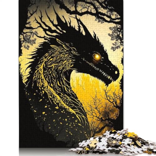 Puzzle für Erwachsene, 1000 Puzzles, schönes goldenes Drachen-Puzzle für Erwachsene, Karton-Puzzle, Lernspiel, Herausforderungsspielzeug, 38 x 26 cm von LiJianXXXB