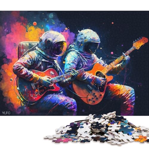 Puzzle für Erwachsene, 1000 Teile, Astronauten Spielen Gitarre, Puzzle für Erwachsene, Holzpuzzle, anspruchsvolles Spiel, 75 x 50 cm von LiJianXXXB