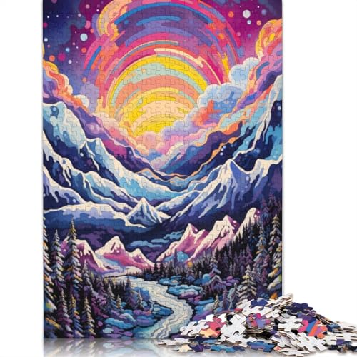 Puzzle für Erwachsene, 1000 Teile, Berg mit bunten Sternen, Puzzle für Kinder, Kartonpuzzle, Heimdekoration, 38 x 26 cm von LiJianXXXB