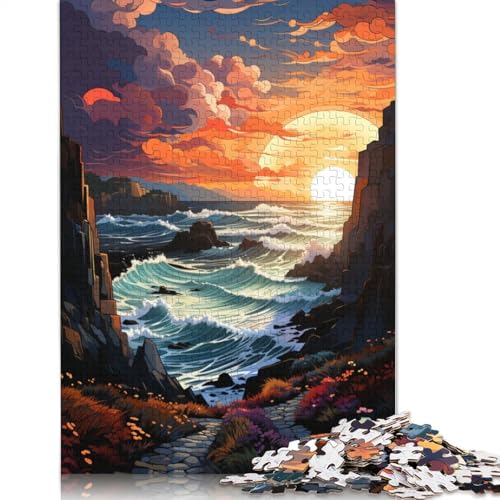 Puzzle für Erwachsene, 1000 Teile, Bezaubernde Sonnenuntergangslandschaft, Puzzle für Erwachsene, Holzpuzzle, Heimkunstdekor, Größe 75 x 50 cm von LiJianXXXB