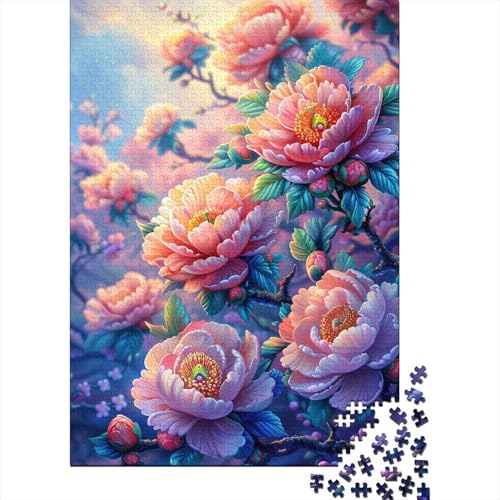 Puzzle für Erwachsene, 1000 Teile, Blumen- und Schmetterlings-Puzzle, rechteckig, für Erwachsene und Kinder, Holzbrett-Puzzle, Familiendekoration, Größe: 75 x 50 cm von LiJianXXXB