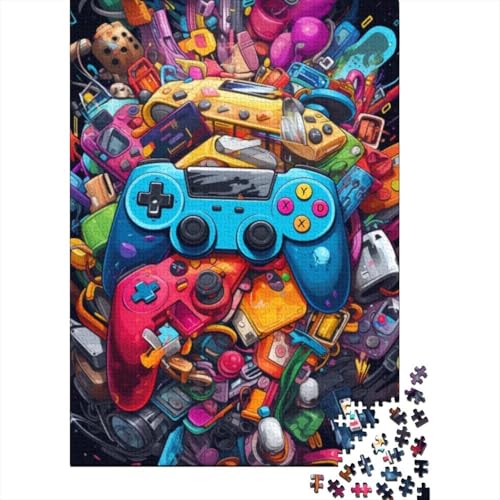 Puzzle für Erwachsene, 1000 Teile, Cartoon-Gamepad, rechteckiges Puzzle für Erwachsene und Kinder, Holzbrett-Puzzle, Familiendekoration, Größe: 75 x 50 cm von LiJianXXXB