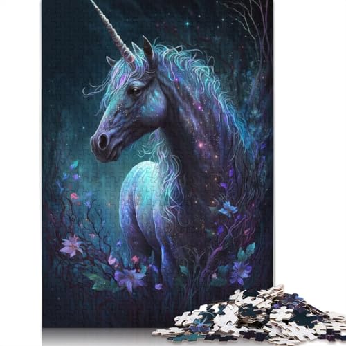 Puzzle für Erwachsene, 1000 Teile, Einhorn, Blumen- und Galaxie-Puzzles für Karton, Lernspiel, Herausforderungsspielzeug, Größe: 38 x 26 cm von LiJianXXXB