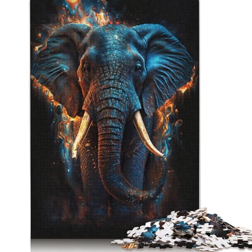 Puzzle für Erwachsene, 1000 Teile, Elefanten-Feuer-Puzzle, Holzpuzzle, Lernspielzeug, Familienspiele, Größe: 75 x 50 cm von LiJianXXXB