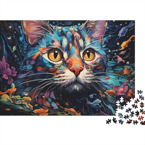 Puzzle für Erwachsene, 1000 Teile, Fantasie, Bunte Katzen, Holzpuzzle, pädagogisches Spielzeug zum Stressabbau, Puzzle, 50 x 75 cm von LiJianXXXB