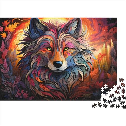 Puzzle für Erwachsene, 1000 Teile, Fantasie, farbenfrohe Kunst, Wolf, Puzzle, Holzpuzzle, pädagogisches Stressabbau-Spielzeug, Puzzle, 50 x 75 cm von LiJianXXXB