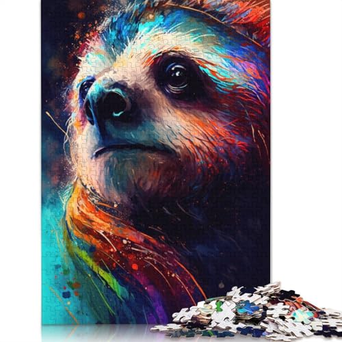 Puzzle für Erwachsene, 1000 Teile, Faultier-Tier-Graffiti-Puzzle für Erwachsene und Kinder, Holzpuzzle, Spielzeug, Denkspiel, 75 x 50 cm von LiJianXXXB