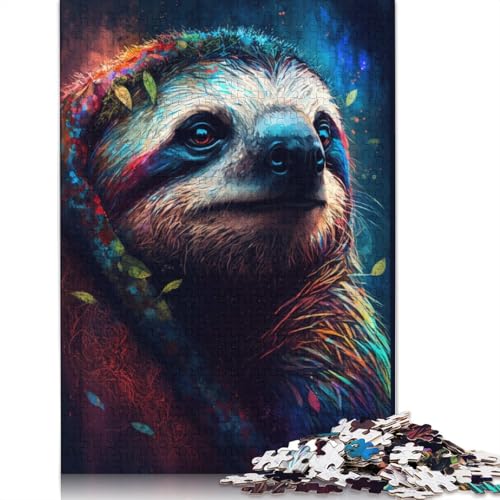 Puzzle für Erwachsene, 1000 Teile, Faultier-Tier-Graffiti-Puzzles für Erwachsene und Kinder, Karton-Puzzles, Heimdekoration, Puzzle-Spielzeug, 38 x 26 cm von LiJianXXXB