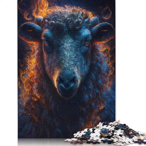 Puzzle für Erwachsene, 1000 Teile, Feuerschaf-Puzzle, Kartonpuzzle, Lernspielzeug, Familienspiele, Größe: 38 x 26 cm von LiJianXXXB