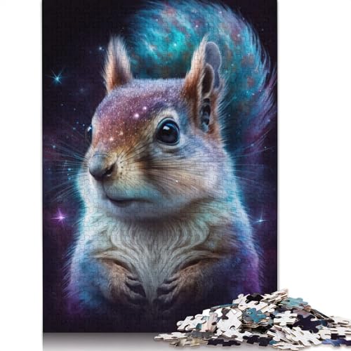 Puzzle für Erwachsene, 1000 Teile, Galaxie-Tier-Eichhörnchen-Puzzle für Erwachsene, Holzpuzzle, Lernpuzzle, Familienspielgröße: 75 x 50 cm von LiJianXXXB