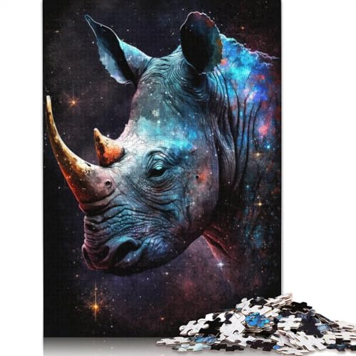 Puzzle für Erwachsene, 1000 Teile, Galaxie-Tier-Nashorn-Puzzle für Erwachsene, Papppuzzle, Erwachsene und Kinder (Größe 38 x 26 cm) von LiJianXXXB