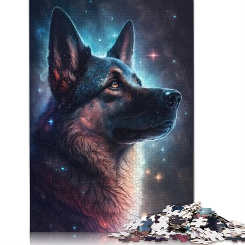 Puzzle für Erwachsene, 1000 Teile, Galaxy Art, Deutscher Schäferhund, Puzzle für Karton, Puzzles, Lernen, Lernspielzeug, Familienspiele, Größe: 38 x 26 cm von LiJianXXXB