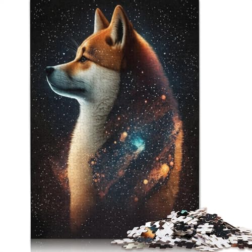 Puzzle für Erwachsene, 1000 Teile, Galaxy Colour Shiba Inu, Puzzle für Kinder, Holzpuzzle, Lernspiel für Erwachsene und Kinder (Größe 75 x 50 cm) von LiJianXXXB