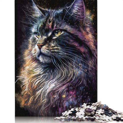 Puzzle für Erwachsene, 1000 Teile, Graffiti-Maine-Coon-Katze, Puzzle für Erwachsene, Holzpuzzle, Familienpuzzlespiel, 75 x 50 cm von LiJianXXXB