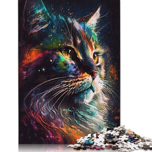 Puzzle für Erwachsene, 1000 Teile, Graffiti-Tier-/Katzen-Puzzle für Erwachsene und Kinder, Holzpuzzle, Spielzeug, Denkspiel, 75 x 50 cm von LiJianXXXB