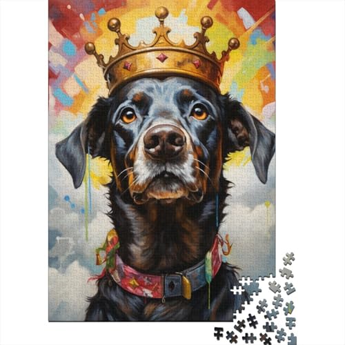 Puzzle für Erwachsene, 1000 Teile, Hunde mit Kronen, Puzzle für Erwachsene, Holzpuzzle, Lernspiel, Herausforderungsspielzeug (Größe 75 x 50 cm) von LiJianXXXB