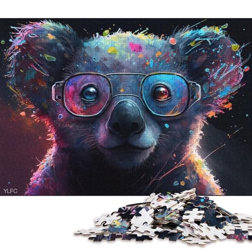 Puzzle für Erwachsene, 1000 Teile, Koala mit Brille, Puzzle für Erwachsene und Kinder, Papppuzzle, Spielzeug, Denkspiel, 38 x 26 cm von LiJianXXXB