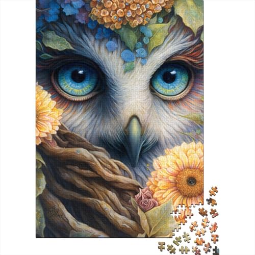 Puzzle für Erwachsene, 1000 Teile, Kunst-Eulengesicht, Puzzle für Erwachsene und Kinder, Holzbrett-Puzzle, Spielzeug, Denkspiel, Größe: 75 x 50 cm von LiJianXXXB