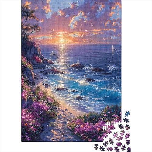 Puzzle für Erwachsene, 1000 Teile, Morgen am Strand, Puzzle für Erwachsene und Kinder, Holzbrettpuzzle, Familienunterhaltungsspielzeug, Größe: 75 x 50 cm von LiJianXXXB