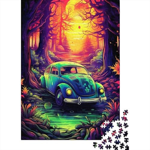 Puzzle für Erwachsene, 1000 Teile, Neonauto in der Natur, quadratische Puzzles für Erwachsene und Kinder, Holzbrettpuzzle, Lernspiel, Herausforderungsspielzeug, Größe: 75 x 50 cm von LiJianXXXB