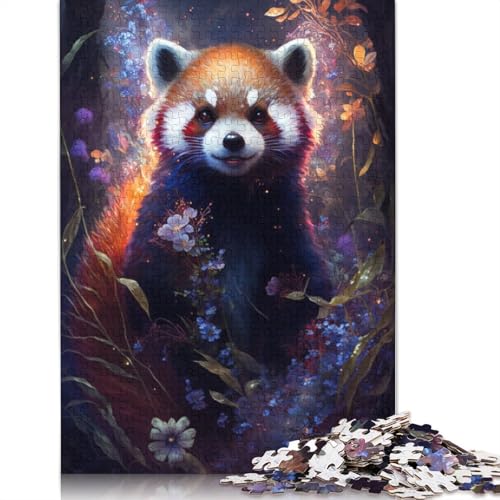 Puzzle für Erwachsene, 1000 Teile, Roter Panda, Blumen-Galaxie, Puzzle aus Holz, Lernspielzeug, Familienspiele, Größe: 75 x 50 cm von LiJianXXXB