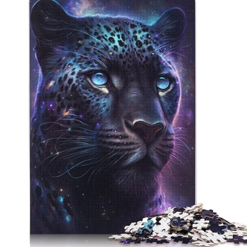 Puzzle für Erwachsene, 1000 Teile, Schwarzer Leopard und Blume, Puzzle für Erwachsene, Kartonpuzzle, Heimdekoration, Größe: 38 x 26 cm von LiJianXXXB