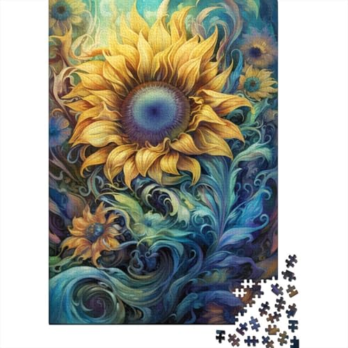 Puzzle für Erwachsene, 1000 Teile, Sonnenblumen-Puzzle für Erwachsene und Kinder, Holzbrett-Puzzle, Spielzeug, Denkspiel, Größe: 75 x 50 cm von LiJianXXXB