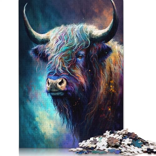 Puzzle für Erwachsene, 1000 Teile, Yak-Tier-Graffiti-Puzzle für Erwachsene und Kinder, Holzpuzzle, Spielzeug, Denkspiel, 75 x 50 cm von LiJianXXXB