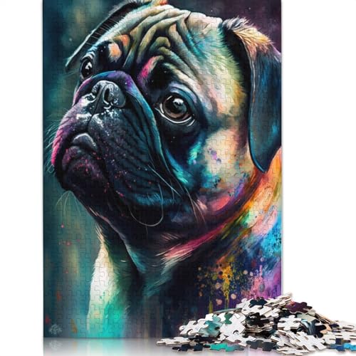 Puzzle für Erwachsene, 1000 Teile, bunter Graffiti-Mops, Puzzle für Erwachsene und Kinder, Holzpuzzle, Spielzeug, Denkspiel, 75 x 50 cm von LiJianXXXB