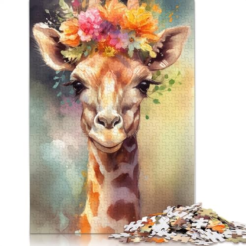 Puzzle für Erwachsene, 1000 Teile, buntes Giraffenbaby-Puzzle für Erwachsene, Kartonpuzzle, Heimdekoration, 38 x 26 cm von LiJianXXXB