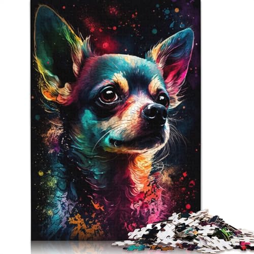 Puzzle für Erwachsene, 1000 Teile, buntes Graffiti-Chihuahua-Puzzle für Erwachsene und Kinder, Papppuzzle, Spielzeug, Denkspiel, 38 x 26 cm von LiJianXXXB