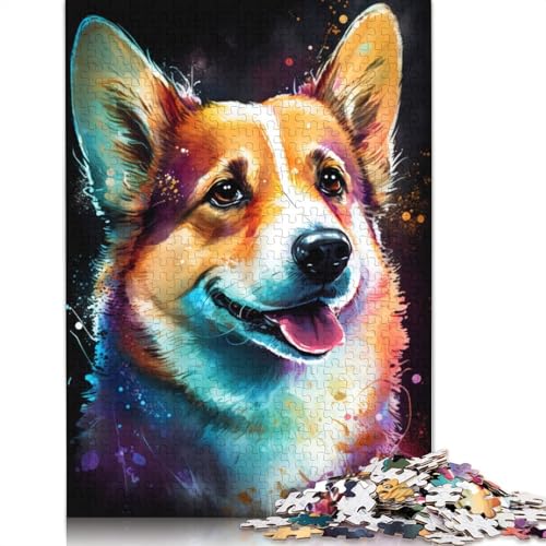 Puzzle für Erwachsene, 1000 Teile, buntes Graffiti-Corgi-Puzzle für Erwachsene und Kinder, Holzpuzzle, Spielzeug, Denkspiel, 75 x 50 cm von LiJianXXXB