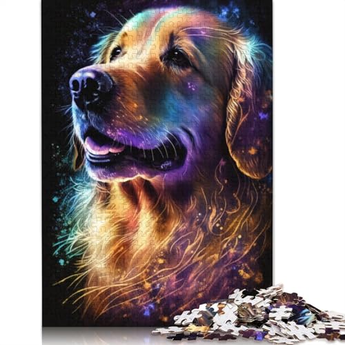 Puzzle für Erwachsene, 1000 Teile, buntes Graffiti-Golden Retriever-Puzzle für Erwachsene und Kinder, Papppuzzle, Spielzeug, Denkspiel, 38 x 26 cm von LiJianXXXB