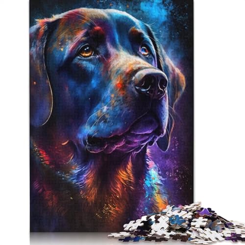 Puzzle für Erwachsene, 1000 Teile, buntes Graffiti-Labrador-Puzzle für Erwachsene und Kinder, Kartonpuzzle, Spielzeug, Denkspiel, 38 x 26 cm von LiJianXXXB