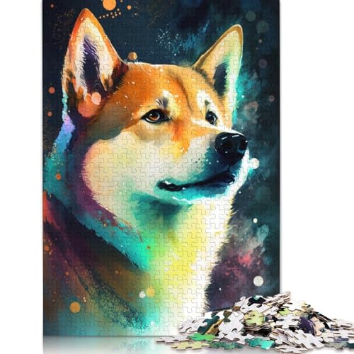 Puzzle für Erwachsene, 1000 Teile, buntes Graffiti-Shiba-Inu-Puzzle für Erwachsene und Kinder, Holzpuzzle, Spielzeug, Denkspiel, 75 x 50 cm von LiJianXXXB