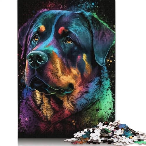 Puzzle für Erwachsene, 1000 Teile, buntes Rottweiler-Graffiti, Puzzle für Erwachsene und Kinder, Holzpuzzle, Spielzeug, Denkspiel, 75 x 50 cm von LiJianXXXB