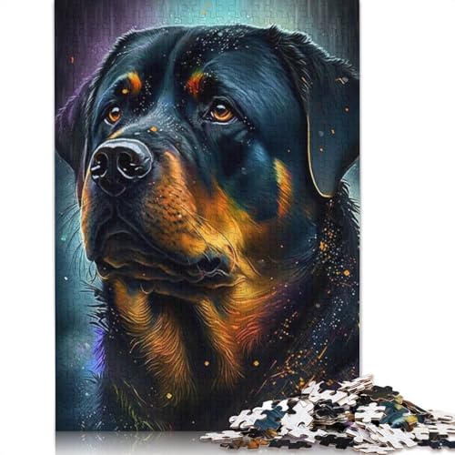 Puzzle für Erwachsene, 1000 Teile, buntes Rottweiler-Graffiti-Puzzle für Erwachsene und Kinder, Papppuzzle, Spielzeug, Denkspiel, 38 x 26 cm von LiJianXXXB