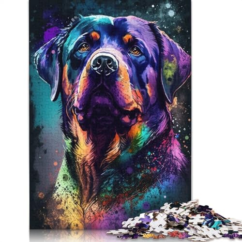 Puzzle für Erwachsene, 1000 Teile, buntes Rottweiler-Graffiti-Puzzle für Erwachsene und Kinder, Papppuzzle, Spielzeug, Denkspiel, 38 x 26 cm von LiJianXXXB